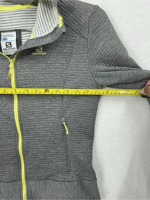 Salomon Gray Hooded Bomber Jacket with Yellow Trim 1158 - Image 4