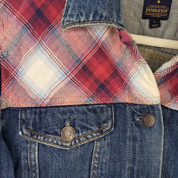 Gap x Pendleton 1969 Icon Denim Jacket Womens L Western Southwestern Collab - Image 4