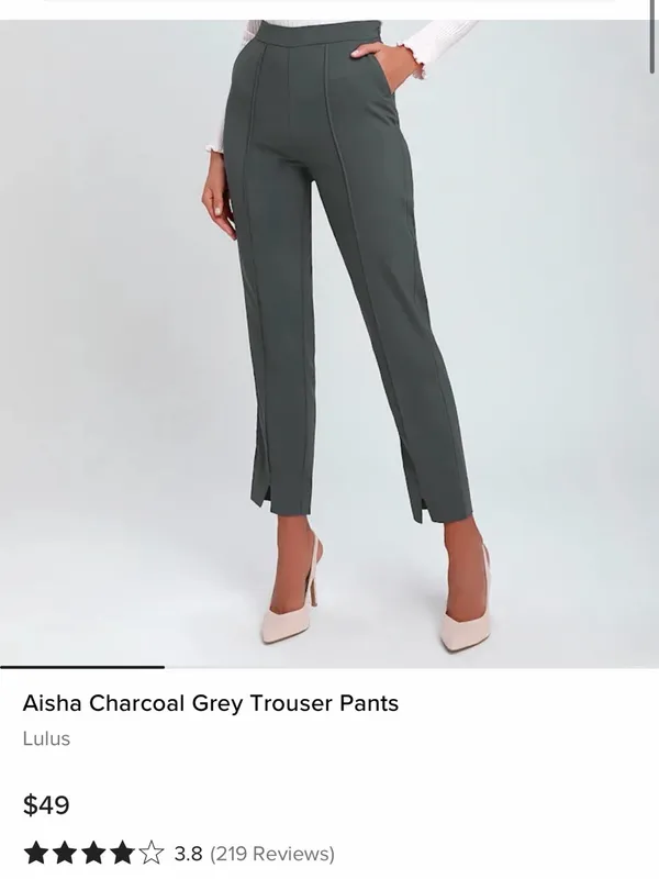 LULUS Women’s Aisha Charcoal Grey Trouser High Waist Dress Pants Trousers Size S - Image 3