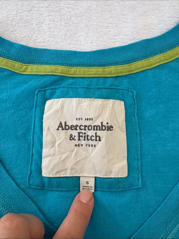 Abercrombie & Fitch size small blue y2k burnout short sleeve V-Neck Tee - Image 2