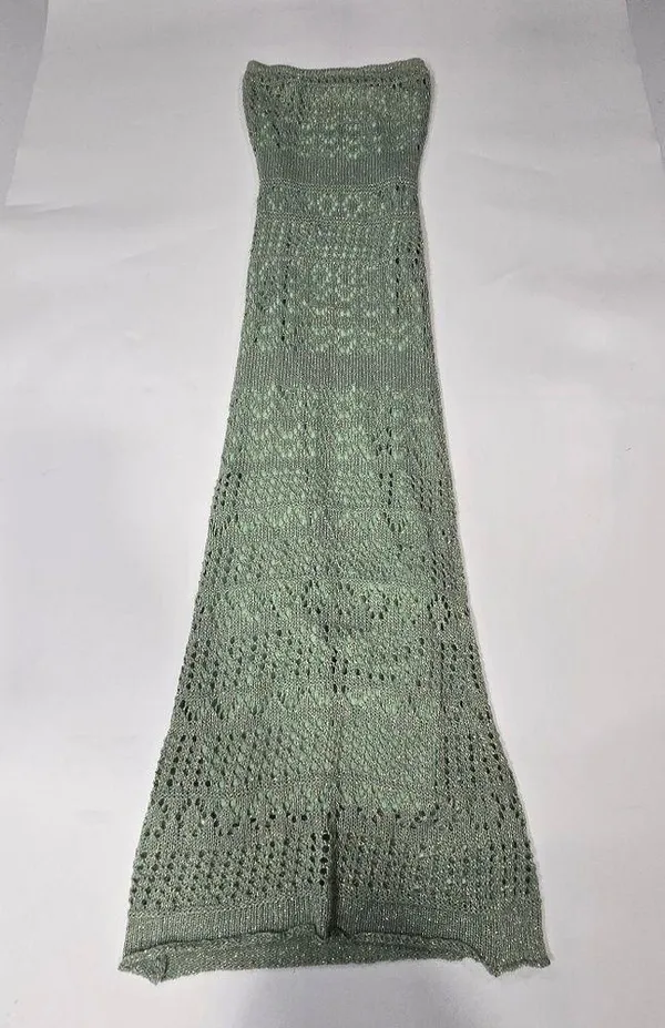 SNDYS x REVOLVE Strapless Crochet Maxi Dress in Green Shimmer - Image 3