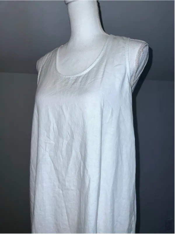 Saks Fifth Avenue White 100% Linen Sleeveless Maxi Dress S - Image 9