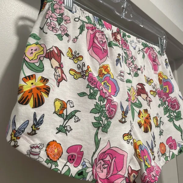 Disney Alice in Wonderland White Graphic Print Pajama Sleep Shorts - S - Image 6