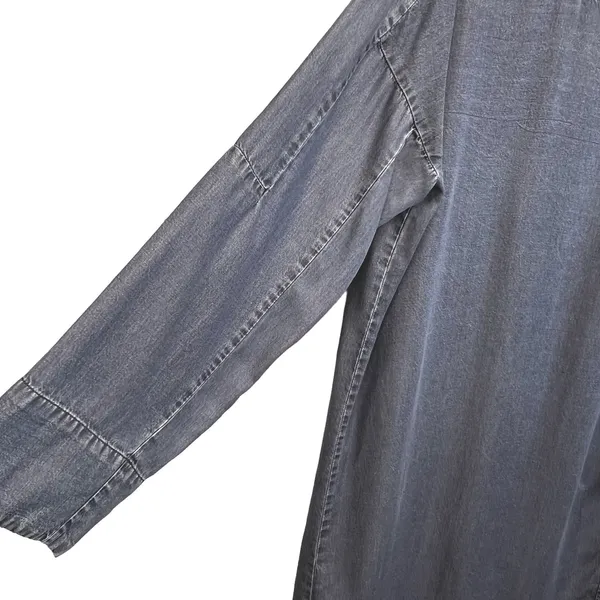 Zara Basic Long Sleeve Denim Shift Tunic Dress Shoulder Zip Blue Womens Size S‎ - Image 8