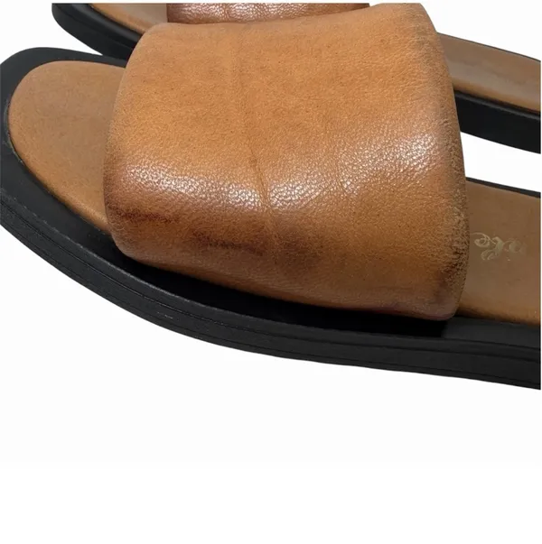 Free People Wren Leather Slide Sandals Tan Square Toe Size 7 - Image 4