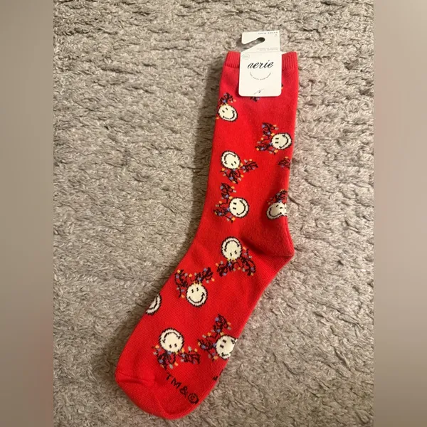 Aerie American Eagle AE Red Pink Christmas Graphic Women’s Crew Socks Set - Image 13