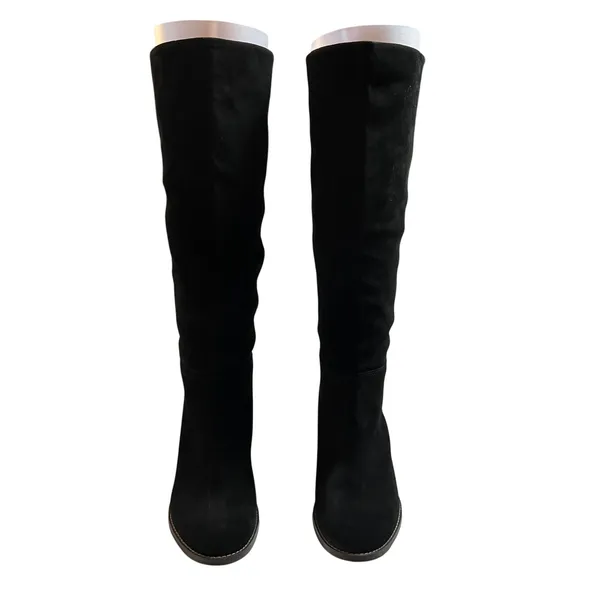 Crevo Atty Knee High Tall Boot Black Suede Stacked Heel Size 7.5 Minimalist Boho - Image 2