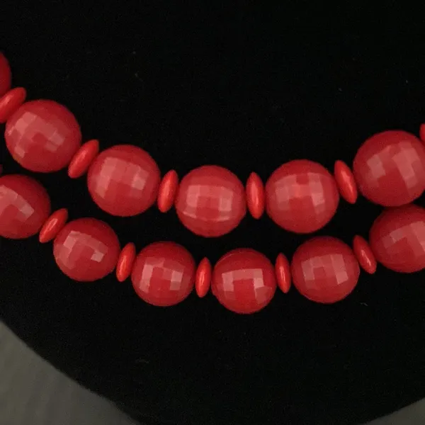 Vintage Beaded Choker Necklace Red - Image 2