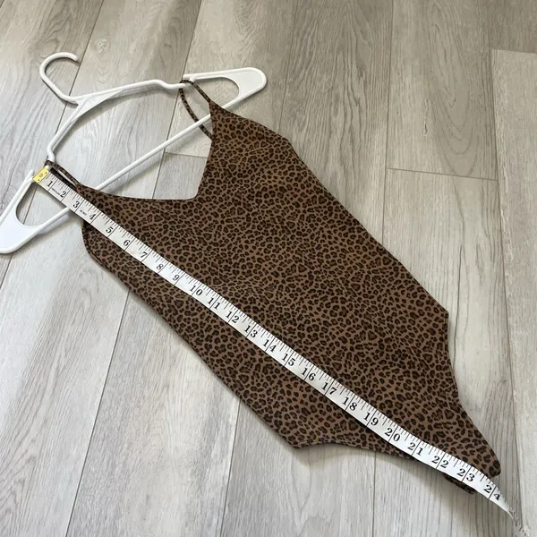 Re/Done Cami Bodysuit cotton leopard print backless womens Brown small going out - Image 4