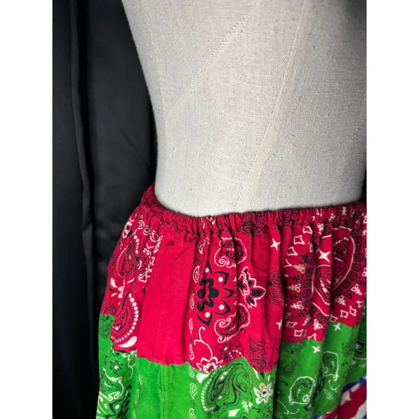 Handmade Bandana Patchwork Maxi Skirt Multi Color Paisley Tie Dye Boho Western - Image 5