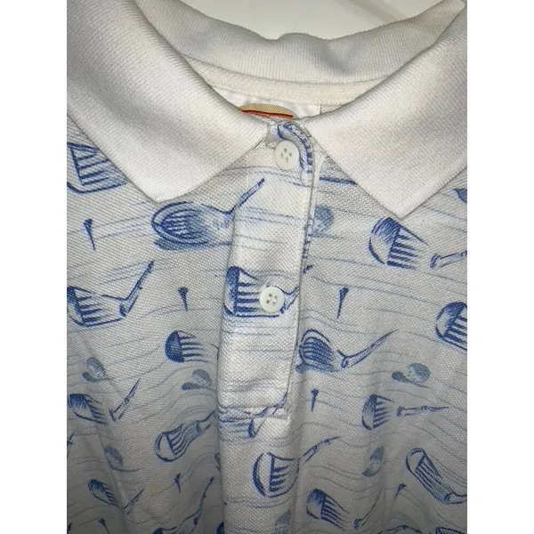 Talbots Women's Polo Shirt Golf Print White‎ Short Sleeve Size Large Casual - Image 3