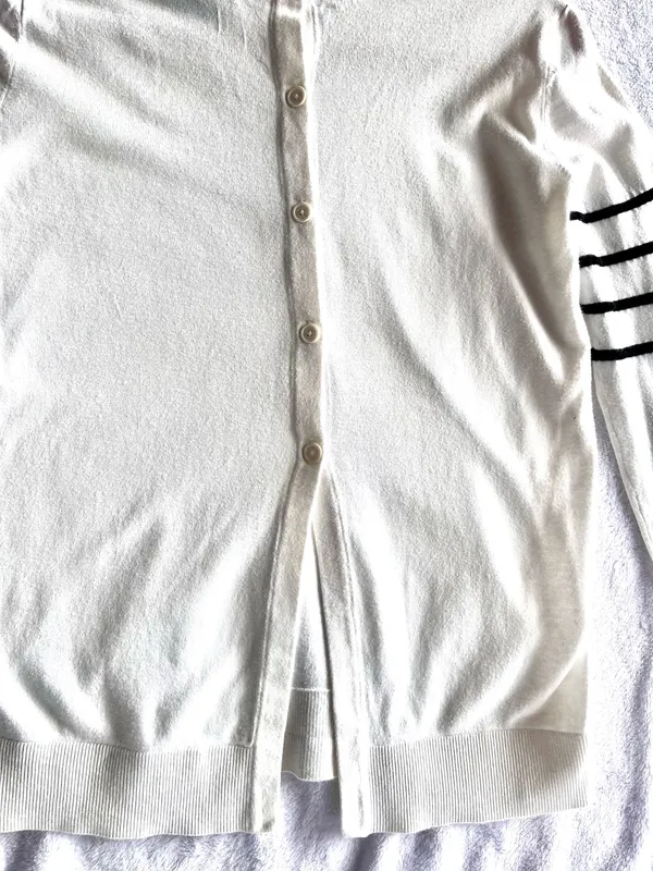 Armani Exchange White/Black Button Back Sweater-Small - Image 4