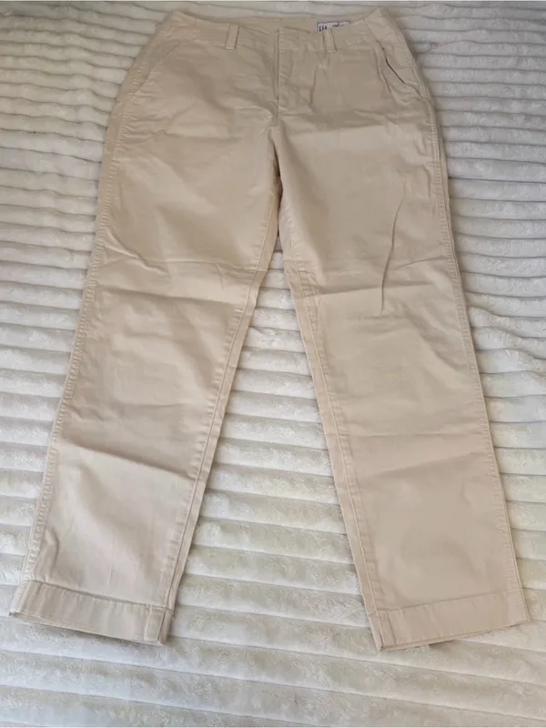 GAP Women's Downtown Mid Rise Khaki Light Beige Straight-Leg Pants Size 10 - Image 3