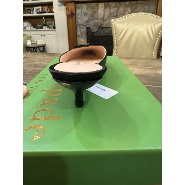 Kate Spade Darlene Black Satin Kitten Heel Mule Pointed‎ Toe Size 6.5 - Image 6