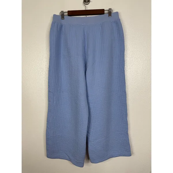 Offline by‎ Aerie Quilted Wide Leg Lounge Pants Light Blue Size L Short - Image 2