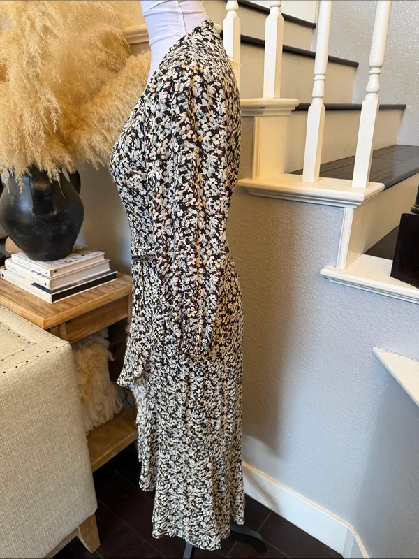 Abercrombie & Fitch Floral Wrap Midi Dress XS Long Sleeve Tiered Feminine - Image 4