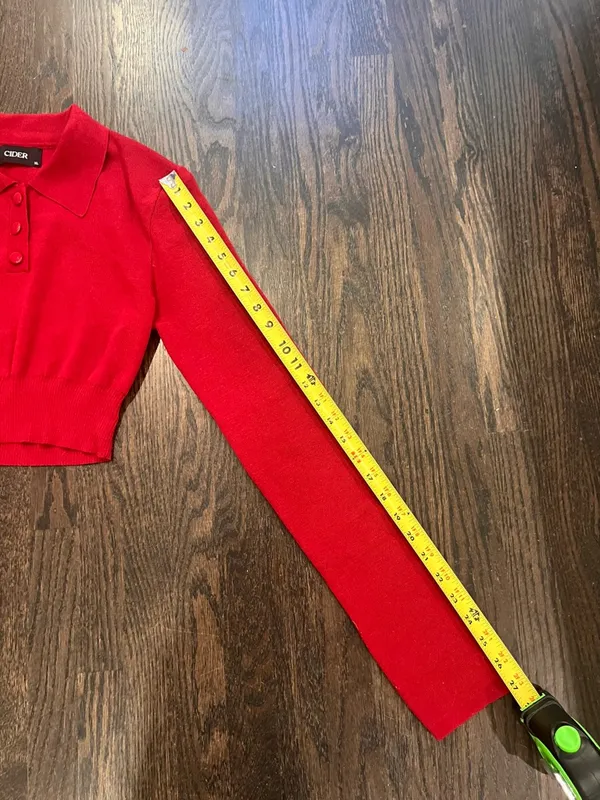 Cider Red V-Neck Collared Button Sweater - Image 6