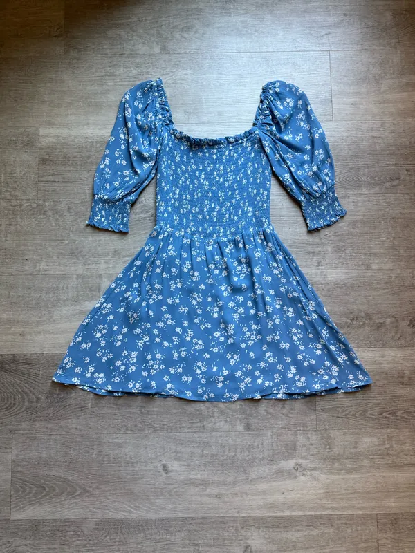 Reformation Elle Floral Puff Sleeves Smocked Bodice Square Neck Mini Dress Sz 0 - Image 3