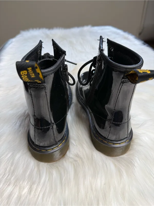 Dr. Martens Black Glossy Patent Leather 1460 Lace Up Boots - Image 5
