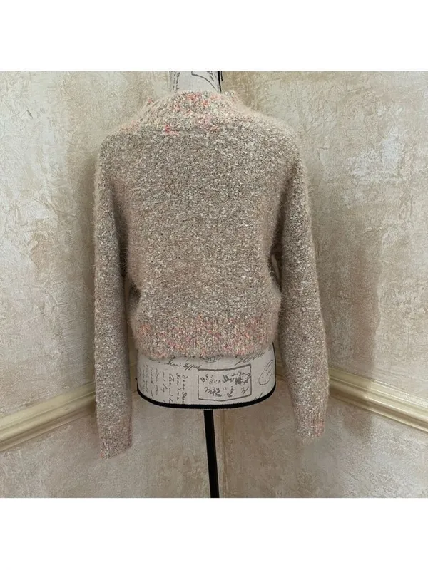 Free People Stardust Pullover Mock Neck cropped fussy soft warm Sz XS oversized - Image 10