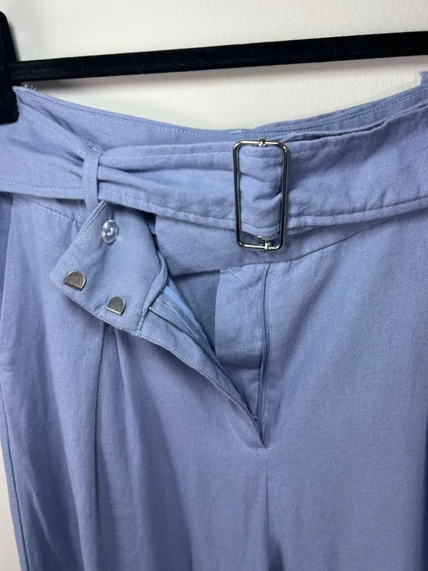 House of Harlow 1960 Wide Leg Pants Periwinkle Blue Belt Linen Resort Coastal 8 - Image 8