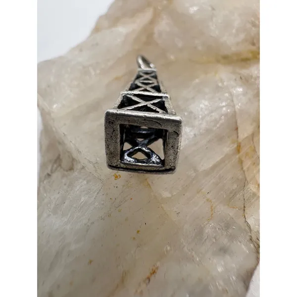 Vintage Sterling Silver Oil Derrick Charm 3D Drilling Rig Pendant STG 925 - Image 4