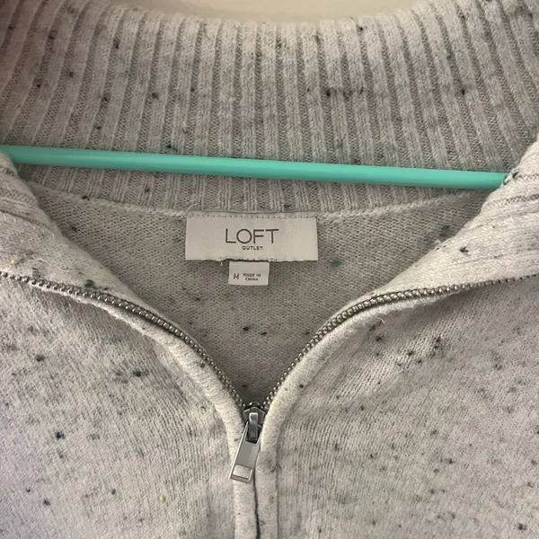 LOFT Speckled Gray Half-Zip Sweater - Image 2