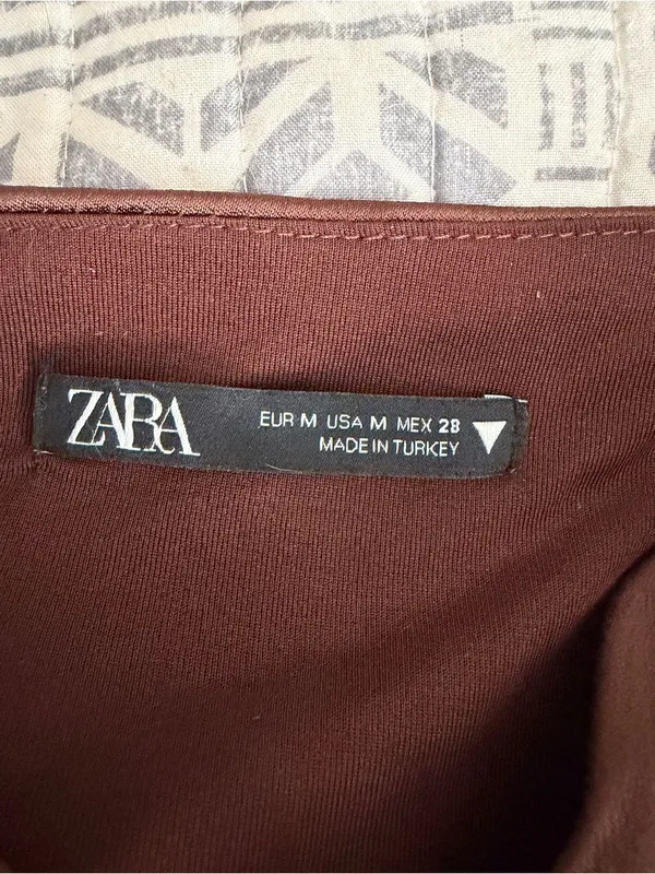 Zara Brown Corset Cami Top Women’s Medium Side Zip Adjustable Straps - Image 7