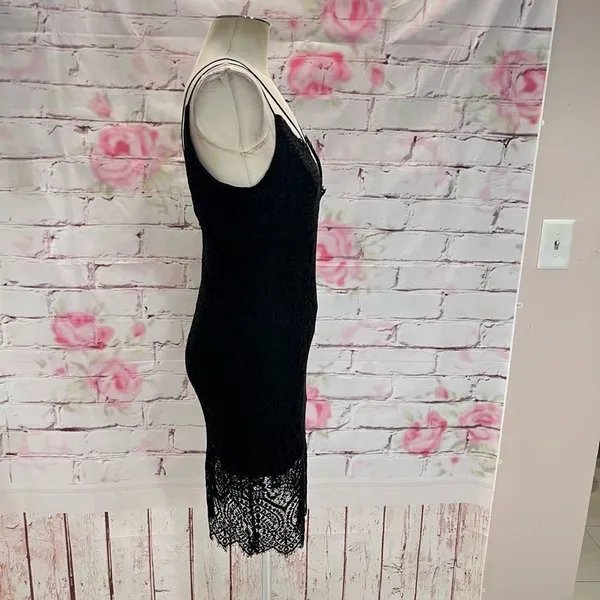 Bardot Women's Sleeveless Laced Floral Scallop Strappy Black Midi Dress Size 4 - Image 8