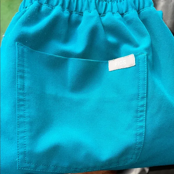 FIGS Blue Scrub Set with Zamora pants and caterinia scrub top XS/SM - Image 13