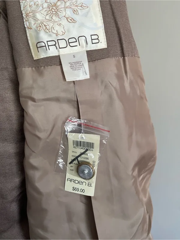 Arden B Taupe Military-Style Peplum Jacket with Gold Buttons - Image 7