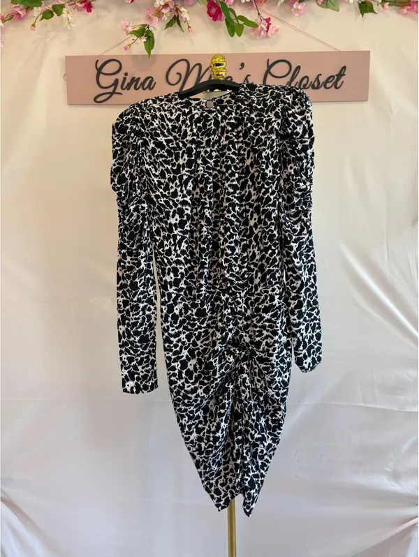 Isabel Marant Selwyn Black and White Viscose Ruched Dress Size 34 - Image 2