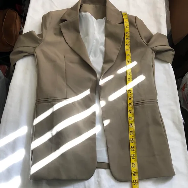 Tan Camel brown long boyfriend fit blazer jacket fully lined Size S - Image 5
