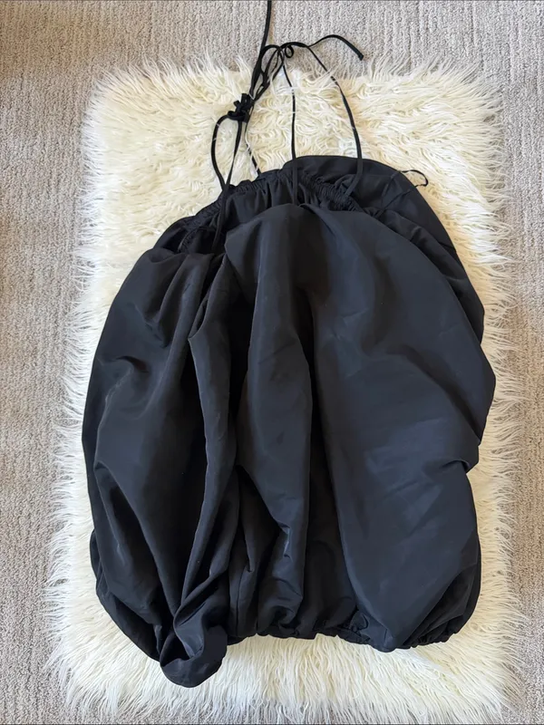 Old Navy The Occasion Taffeta Bubble Mini Dress Black - Image 7