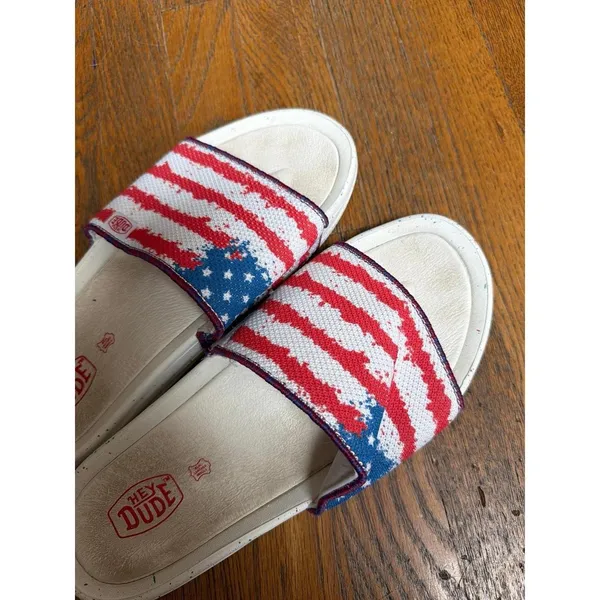 Hey Dude Women's 9 Chandler Knit Flag Slides - Image 2