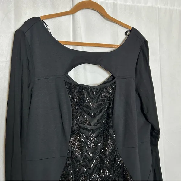 Lane‎ Bryant Black Sequin Front Cut Out Knee Length Dress Size 18 - Image 4