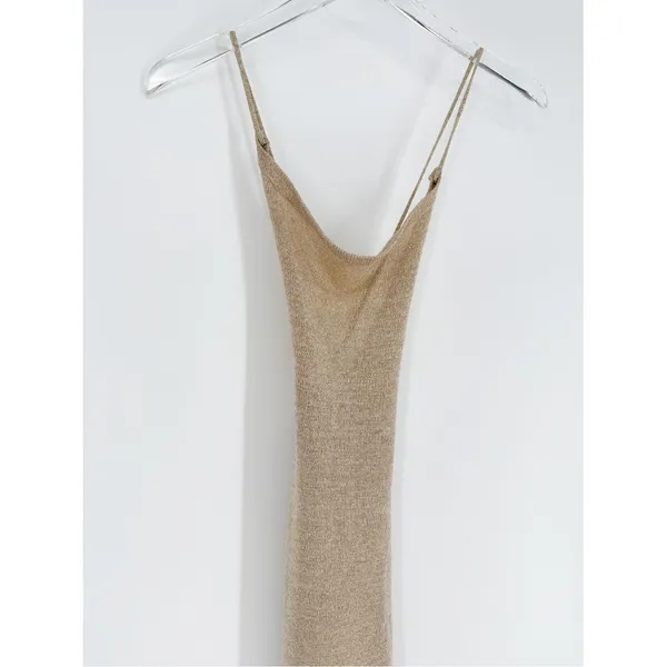 NWT ALOHAS Campbell Glim Knit Mini Dress Women's L‎ Gold Metallic Party - Image 5