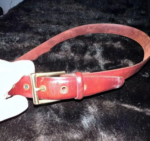Brighton brown leather and brass belt 42" L - Image 3