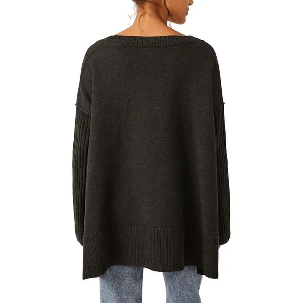 Free People Orion Charcoal Gray A-Line Tunic Oversized Sweater XS - Image 8