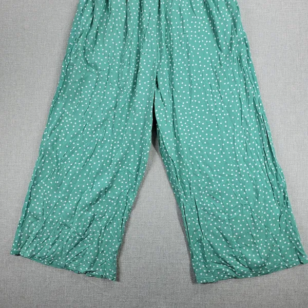 Angashion Womens Jumpsuit Large Green Polka Ruffles Strapless Smocked Wide Leg - Image 7