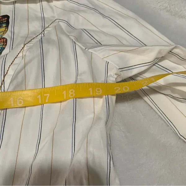 Jessie USA size large Striped Shirt with Butterfly Detail 90s y2k whimsigoth rod - Image 9