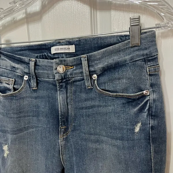Good American Good Legs‎ Indigo Blue Distressed Size 2 / 26 - Image 4