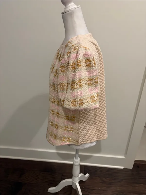 New With Tags Voy Tweed Bubble Sleeve Top Sz S - Image 2