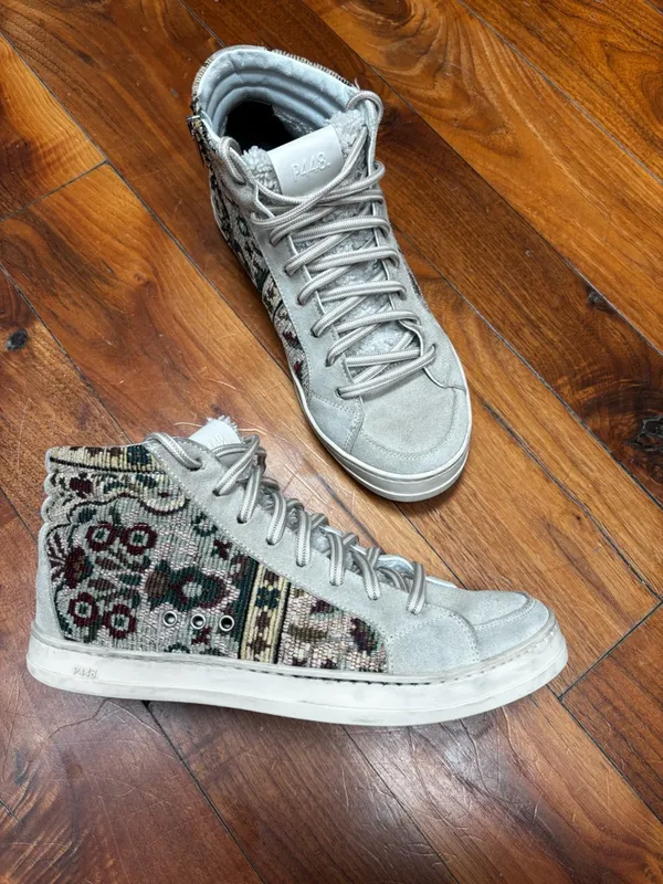 P448 Lila High Top Tapestry / Embroidered Sneakers 38 - Image 2