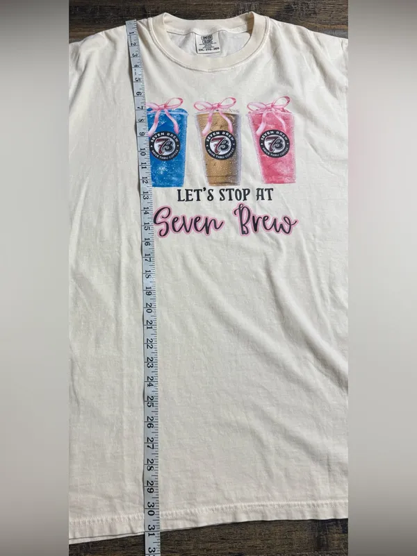 Comfort Colors Cream Tee with Blue, Brown & Pink Drink Graphics - Image 6
