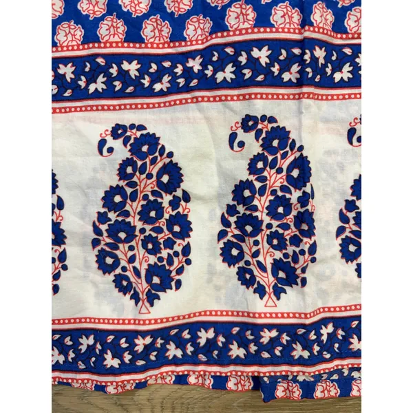 J. Crew Blue Pink Paisley Floral Tunic Top Large Boho Split Neck 3/4 Sleeve - Image 7