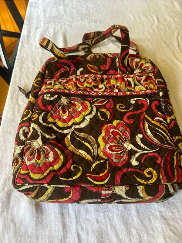Vera Bradley Brown, Pink & Yellow Quilted Floral Tote - Image 5