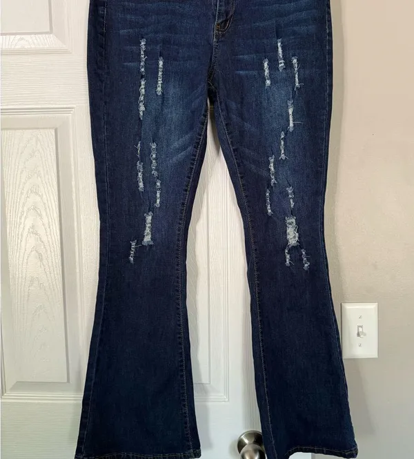 Celebrity Ace Ribbed Y2K Denim Jeans Bell Bottom Flare - Image 4