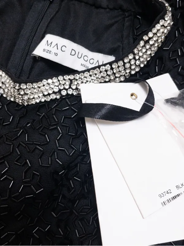 NWT Mac Duggal Beaded Sleeveless High Neck Column Gown 10 Black Maxi Dress 93742 - Image 4