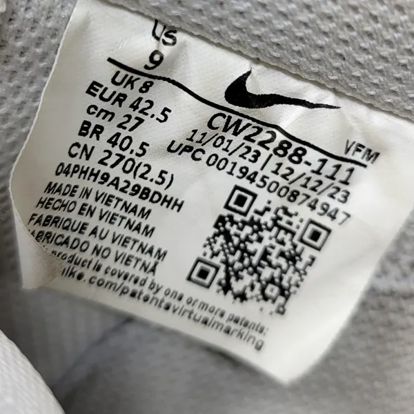 Nike Air Force 1 Low '07 Triple White CW2288-111 Men’s 9 Leather Sneakers - Image 2